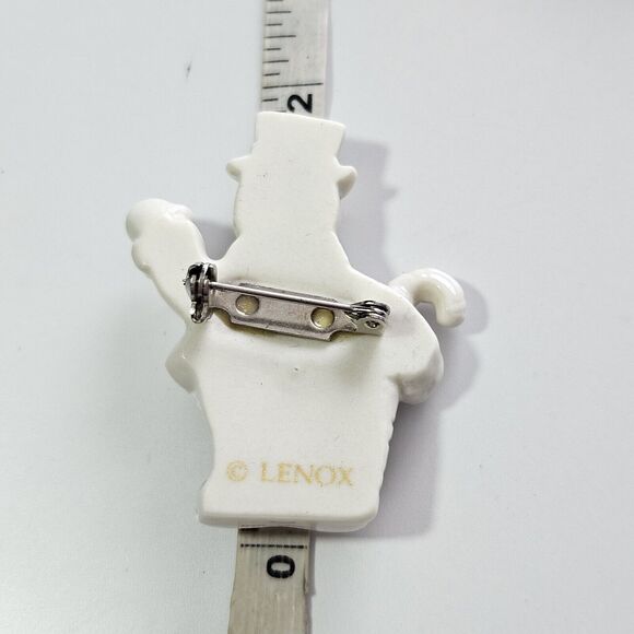**Sale** Lenox White Porcelain Waving Snowman Brooch - Picture 6 of 10